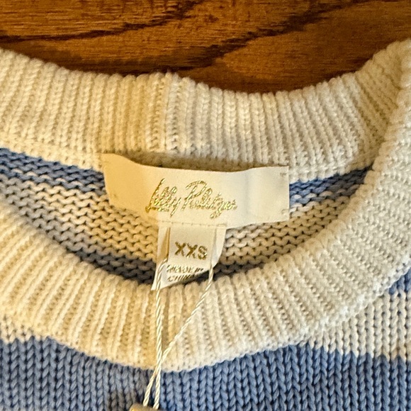 Lilly Pulitzer Blue and White Striped Crew Neck Sweater - Picture 2 of 3